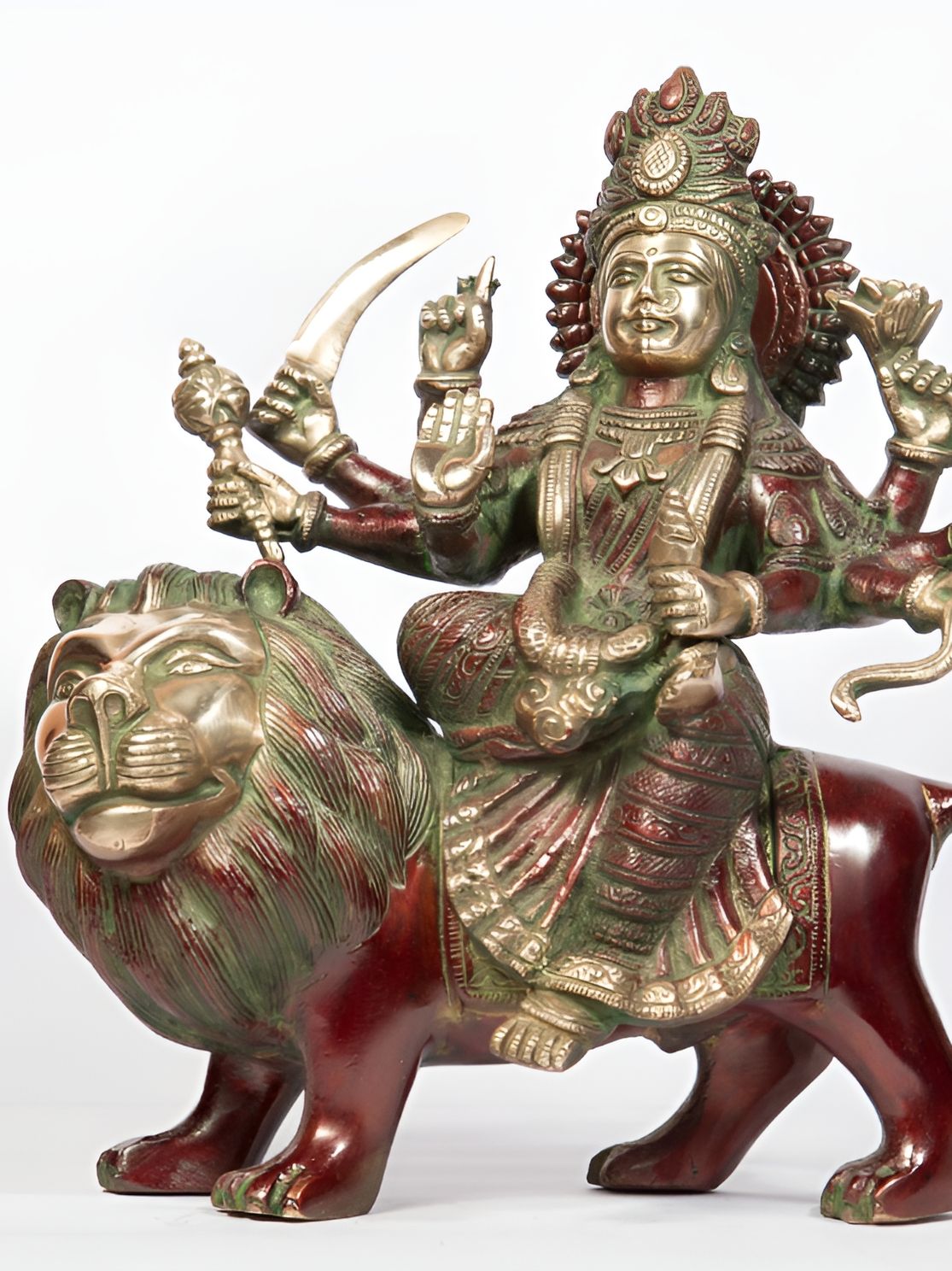 Arihant Craft Maroon Goddess Durga Brass Showpiece