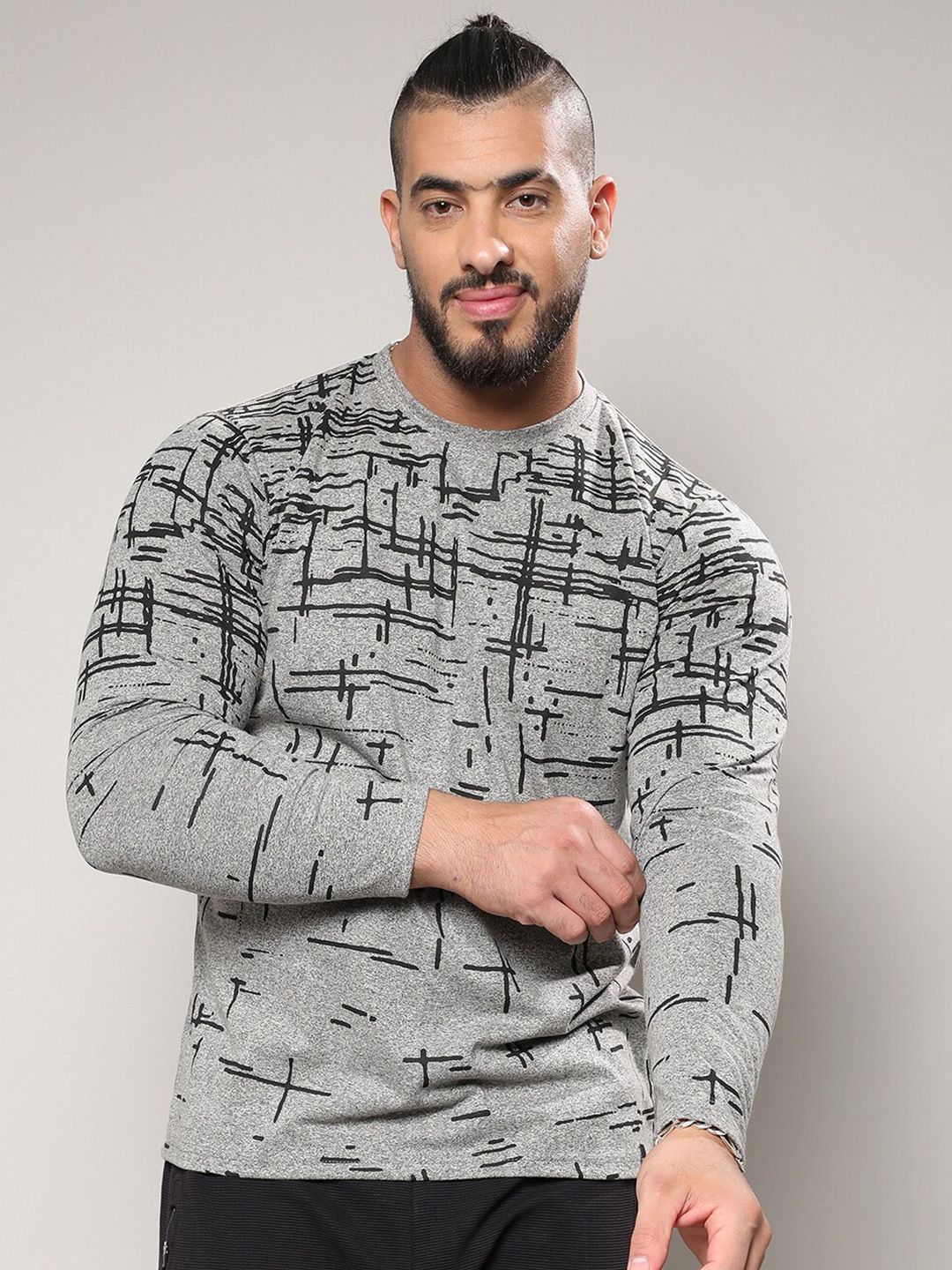 Instafab Plus Abstract Printed Round Neck Cotton T-shirt-picture-15