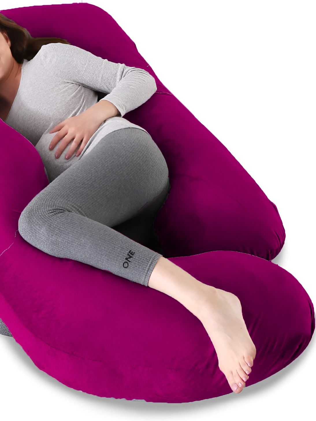 Mom's Moon Purple Faux Velvet Fibre Filled  Breathable Maternity Pillow-image-44