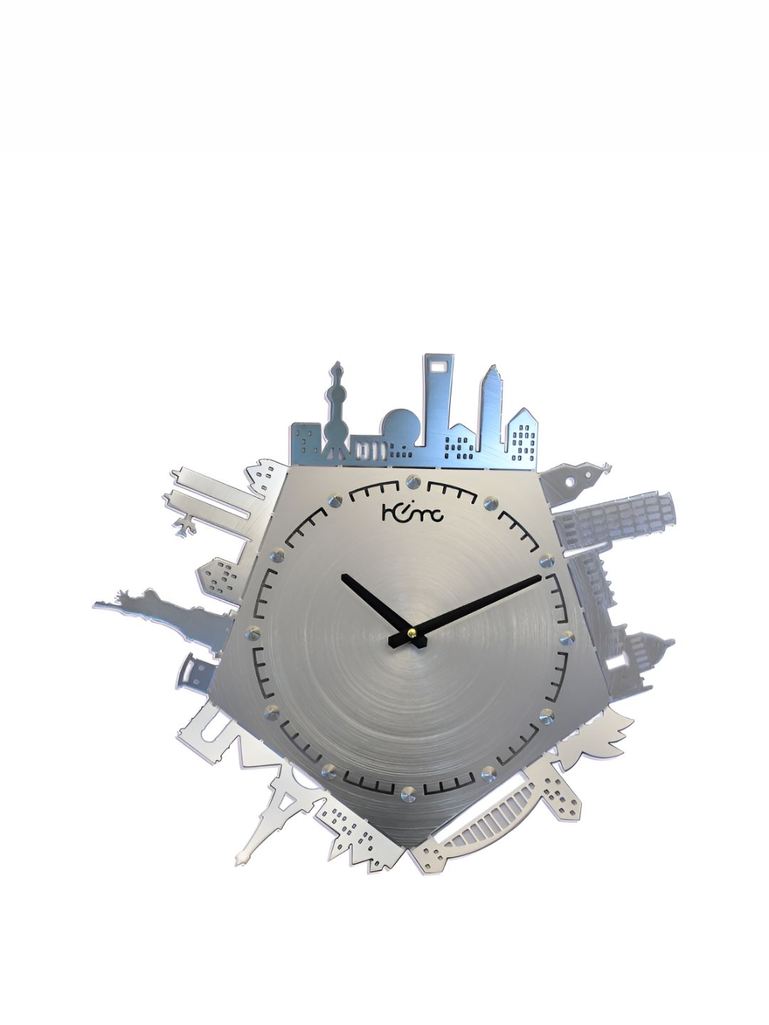 DIAMANTE A LA MODE Silver Toned Abstract Shaped Contemporary Wall Clock-image-2