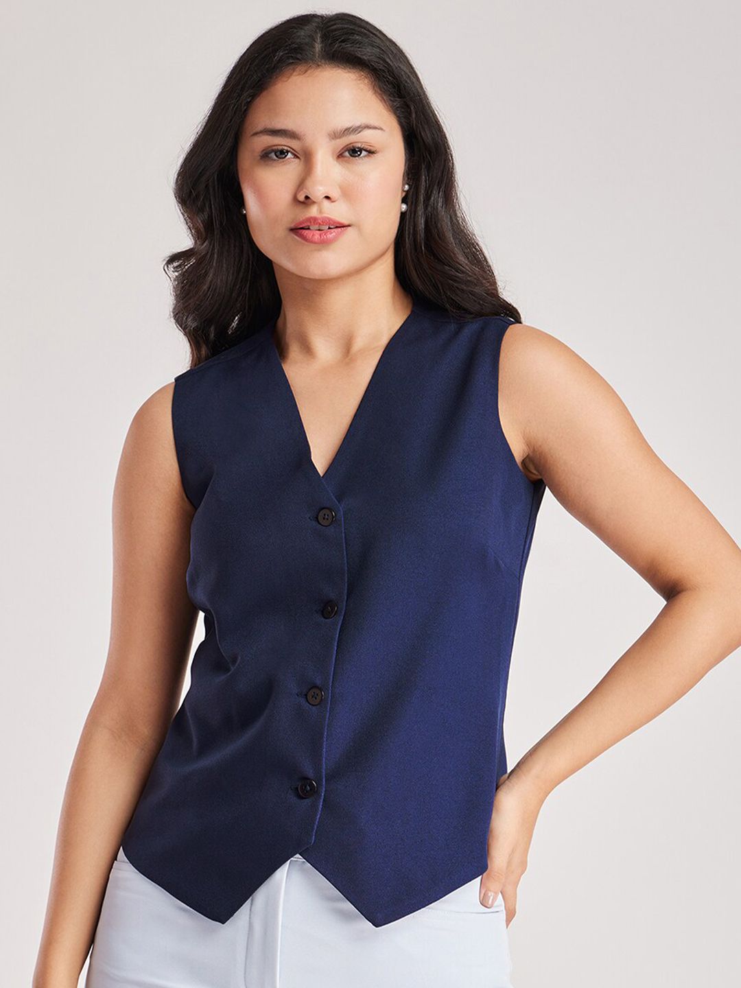 fable street FableStreet V-Neck Sleeveless Waistcoat-picture-57