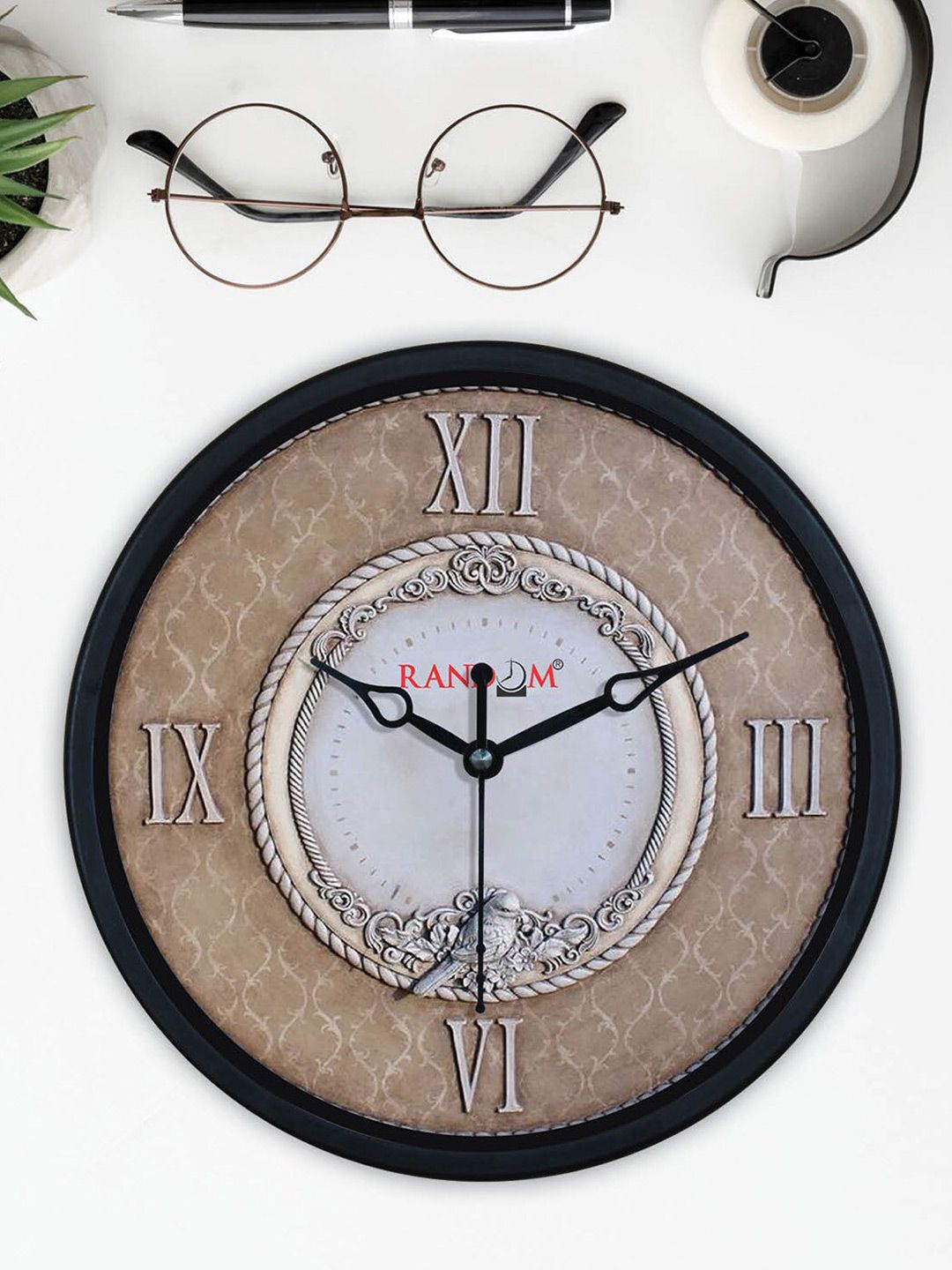 RANDOM White & Black Printed Round Contemporary Wall Clock-image-29