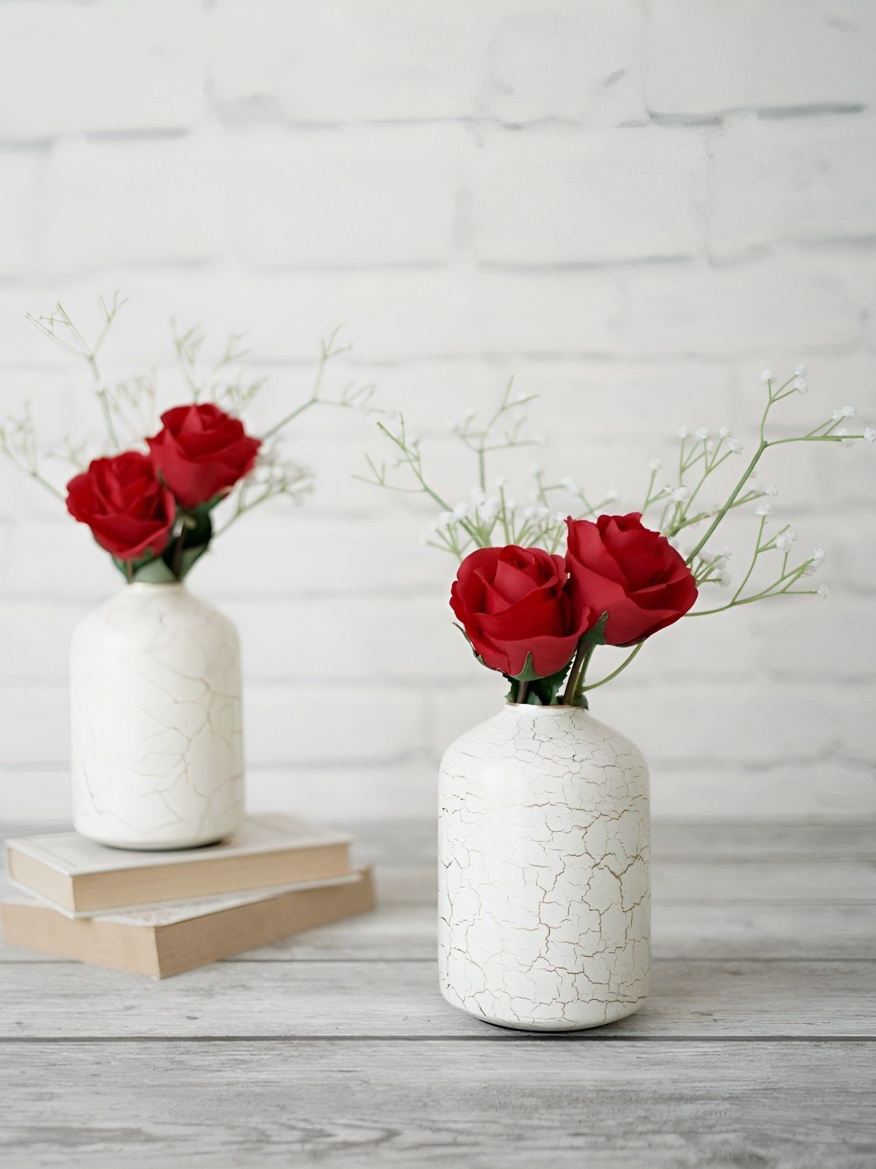 BEHOMA 2 Pieces Off White Crackled Flower Vase-picture-20