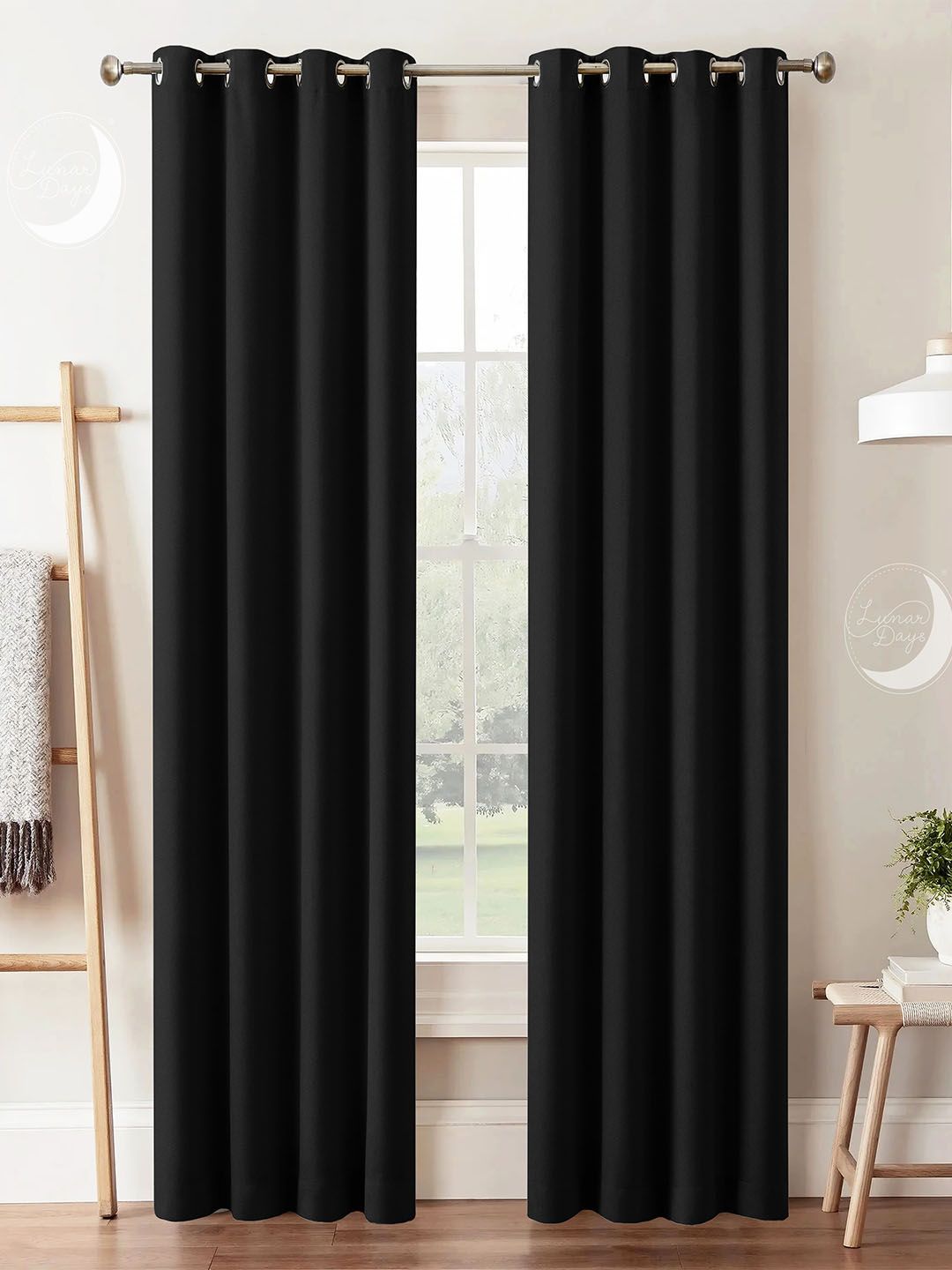 Lunar Days Black 2 Pieces Black Out Long Door Curtains-image-40