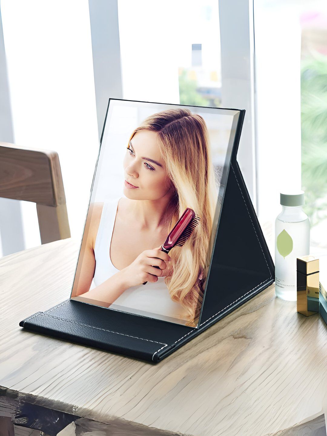 YELONA Black Vintage Folding Table Top Makeup Mirror