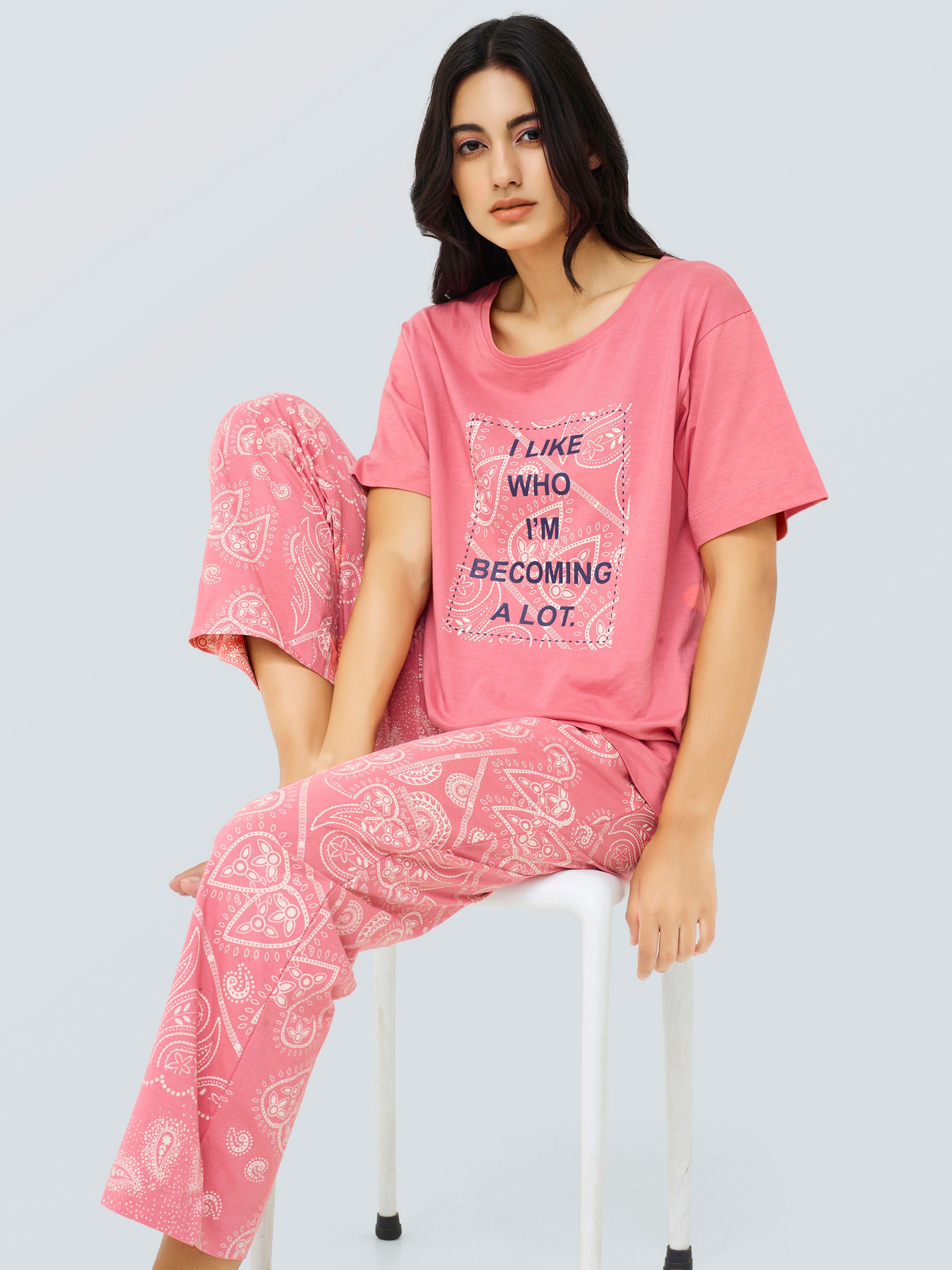 I like me Floral Printed Pure Cotton Night Suit-image-29