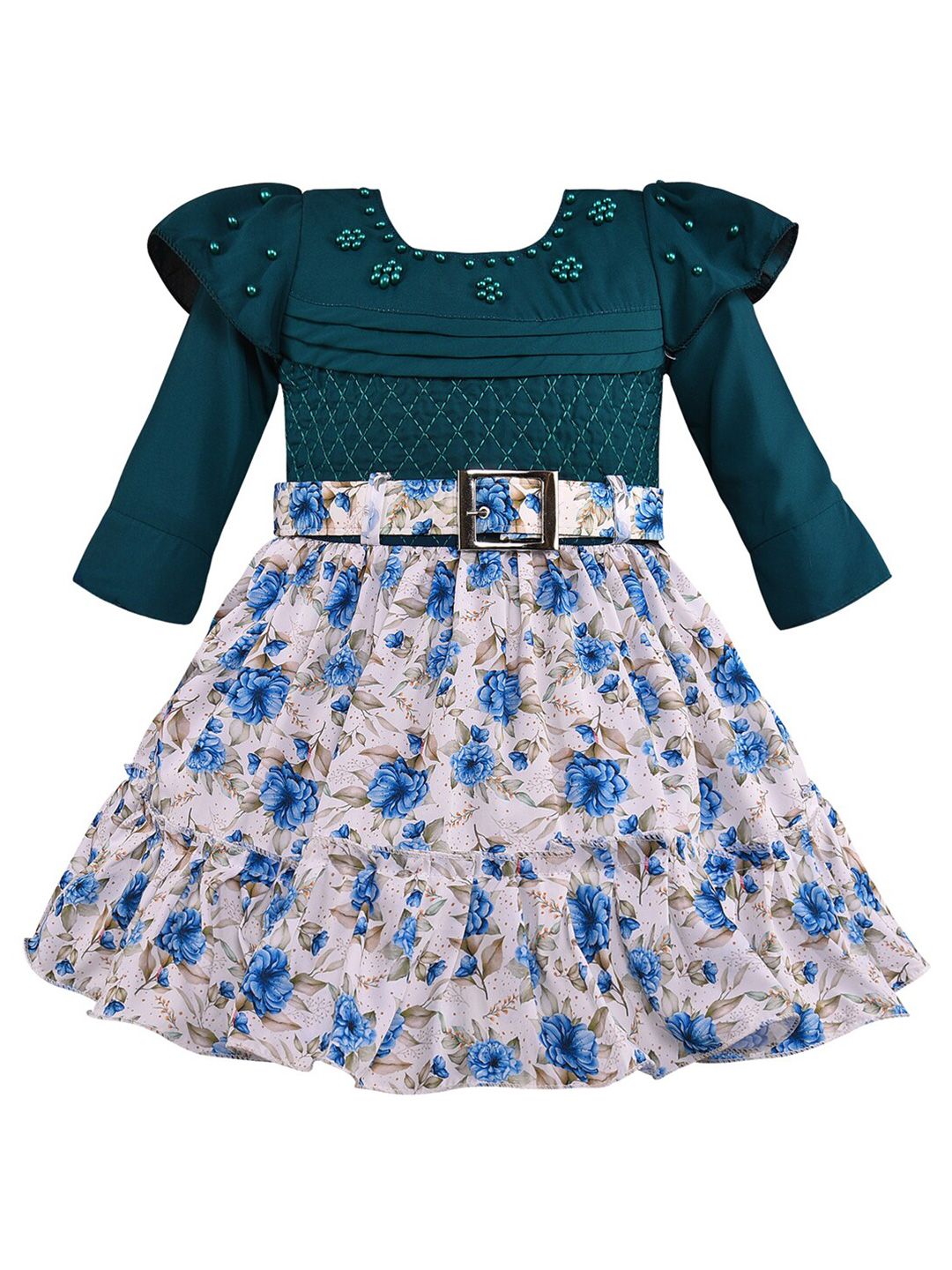 Wish Karo Girls Floral Print Satin Fit & Flare Dress-picture-28