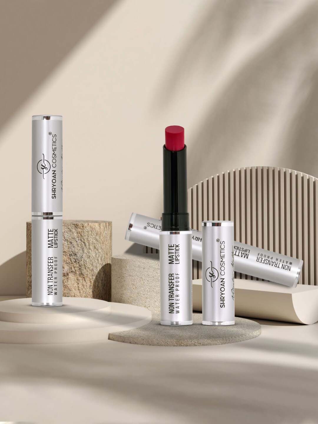 SHRYOAN Set Of 3 Non Transfer Matte Lipstick -3.5g Each-Mocha Shot-Vice Wine-Red Boomerang-picture-36