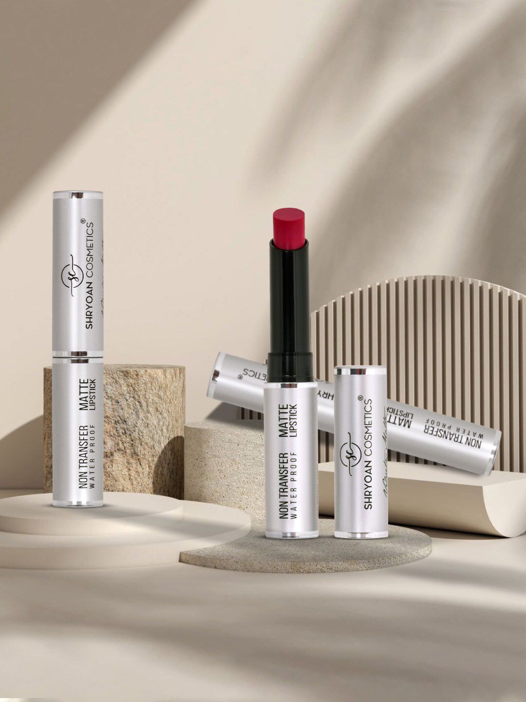 SHRYOAN Set Of 3 Non Transfer Bullet Lipstick- 3.5g Each - Jam Berry-Godiva-Light Mahroon-picture-35