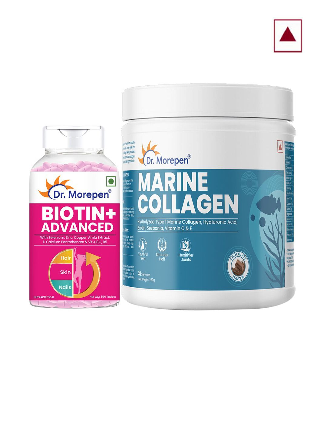Dr. Morepen Set of 2 Biotin+ Advanced tablets & Marine Collagen Protein Powder - 250 g-picture-42