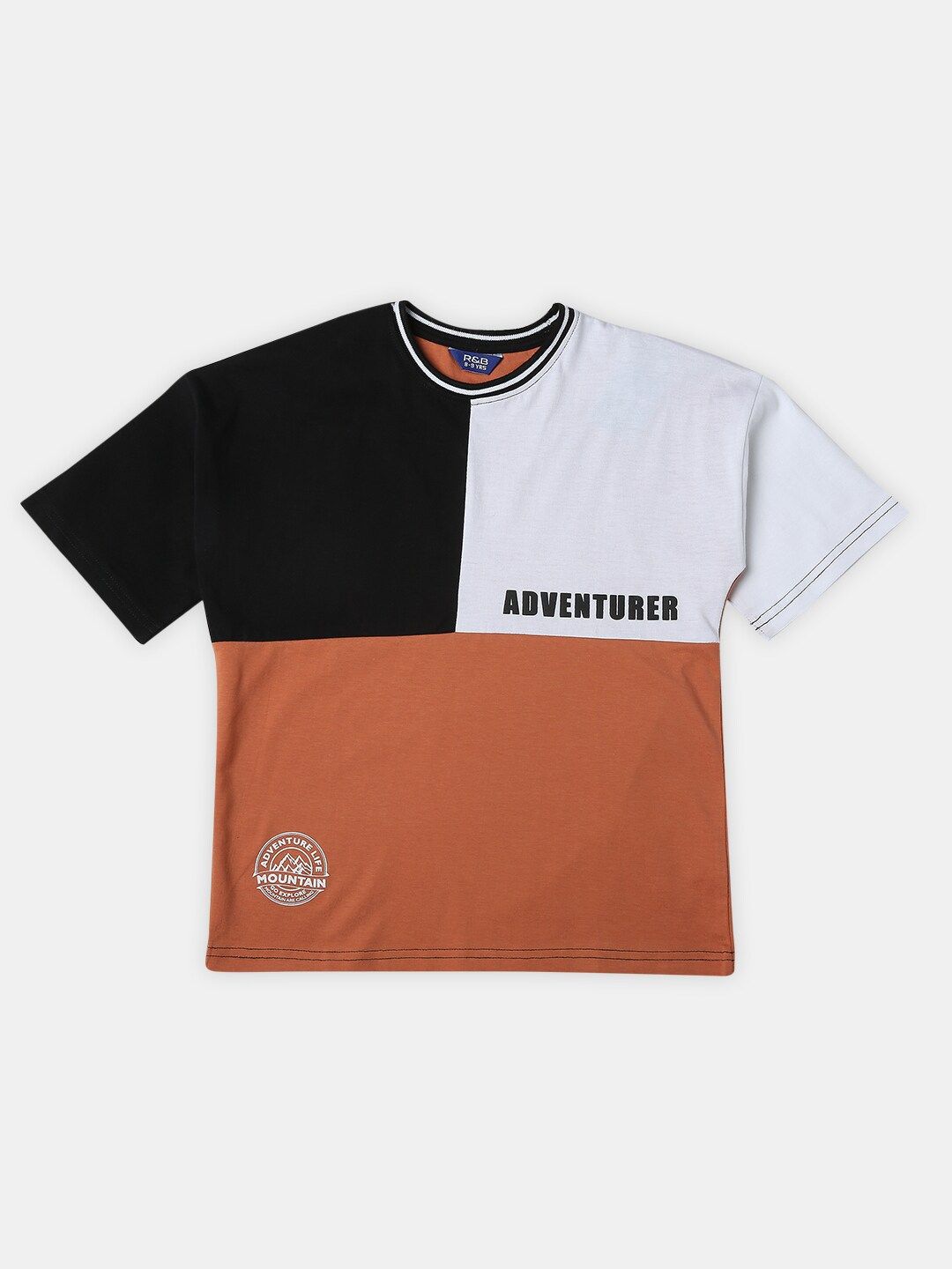 R&B Boys Colourblocked Cotton Regular Fit T-shirt-picture-13