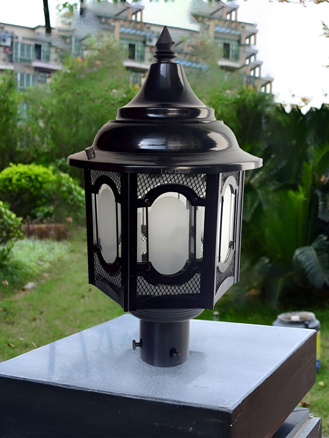 Lyse Decor Black & White Textured Outdoor Pillar Lamp-picture-36