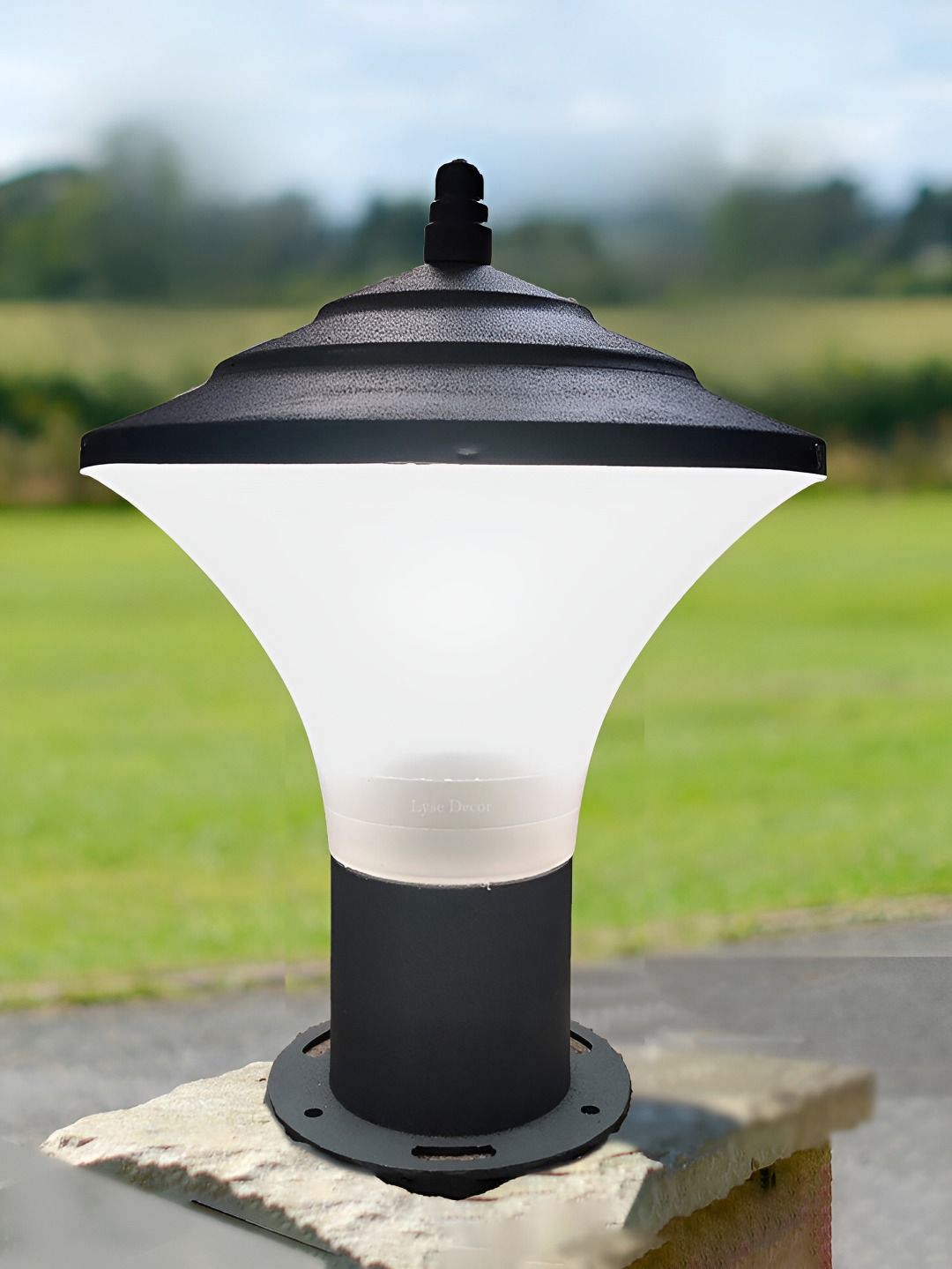 Lyse Decor Grey & White Textured Outdoor Pillar Lamp-picture-28