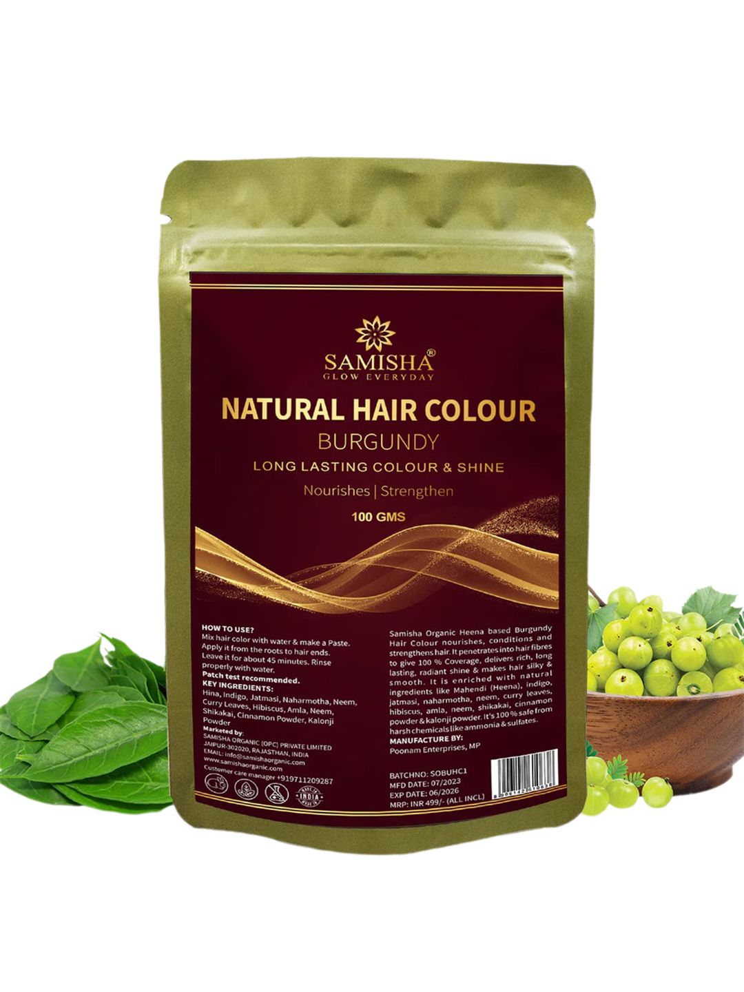 SAMISHA Natural Hair Colour For Long Lasting Colour & Shine 100g - Burgundy-image-16