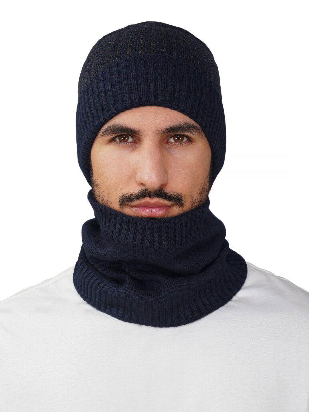 iSWEVEN Self Design Woollen Beanie Caps with Neck Warmer-image-45