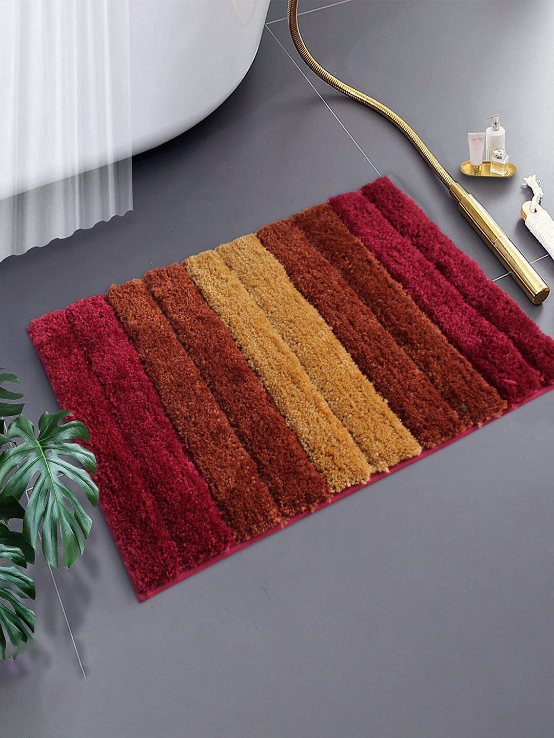 LUXEHOME INTERNATIONAL Red & Brown 2 Pieces Striped Anti Skid Doormat-picture-26
