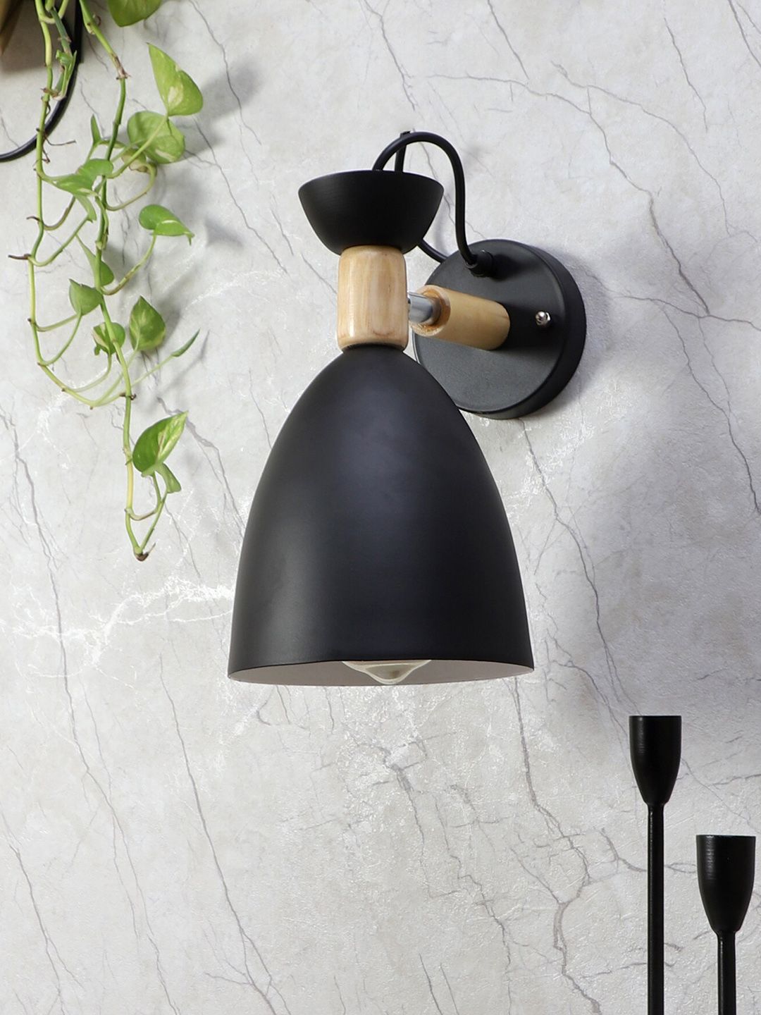 MFD HOME FURNISHING Black Bell Shape Aluminium Wall Lamp-image-8