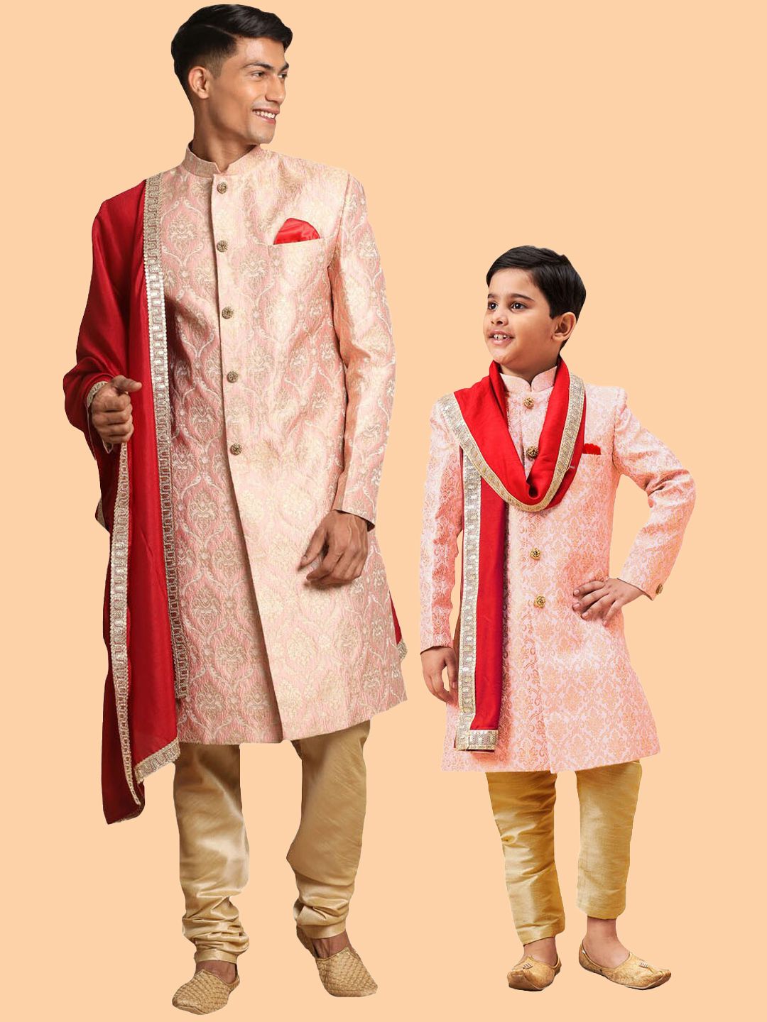 VASTRAMAY Boys Woven-Design Sherwani Set-image-19