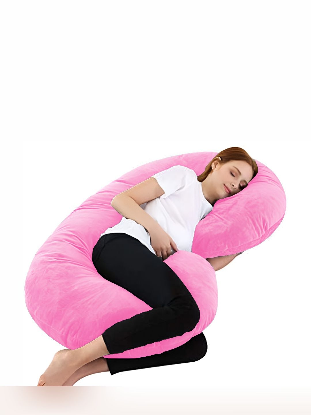 Mom's Moon Pink Fibre Filled Faux Velvet Lightweight Maternity Pillow-picture-12