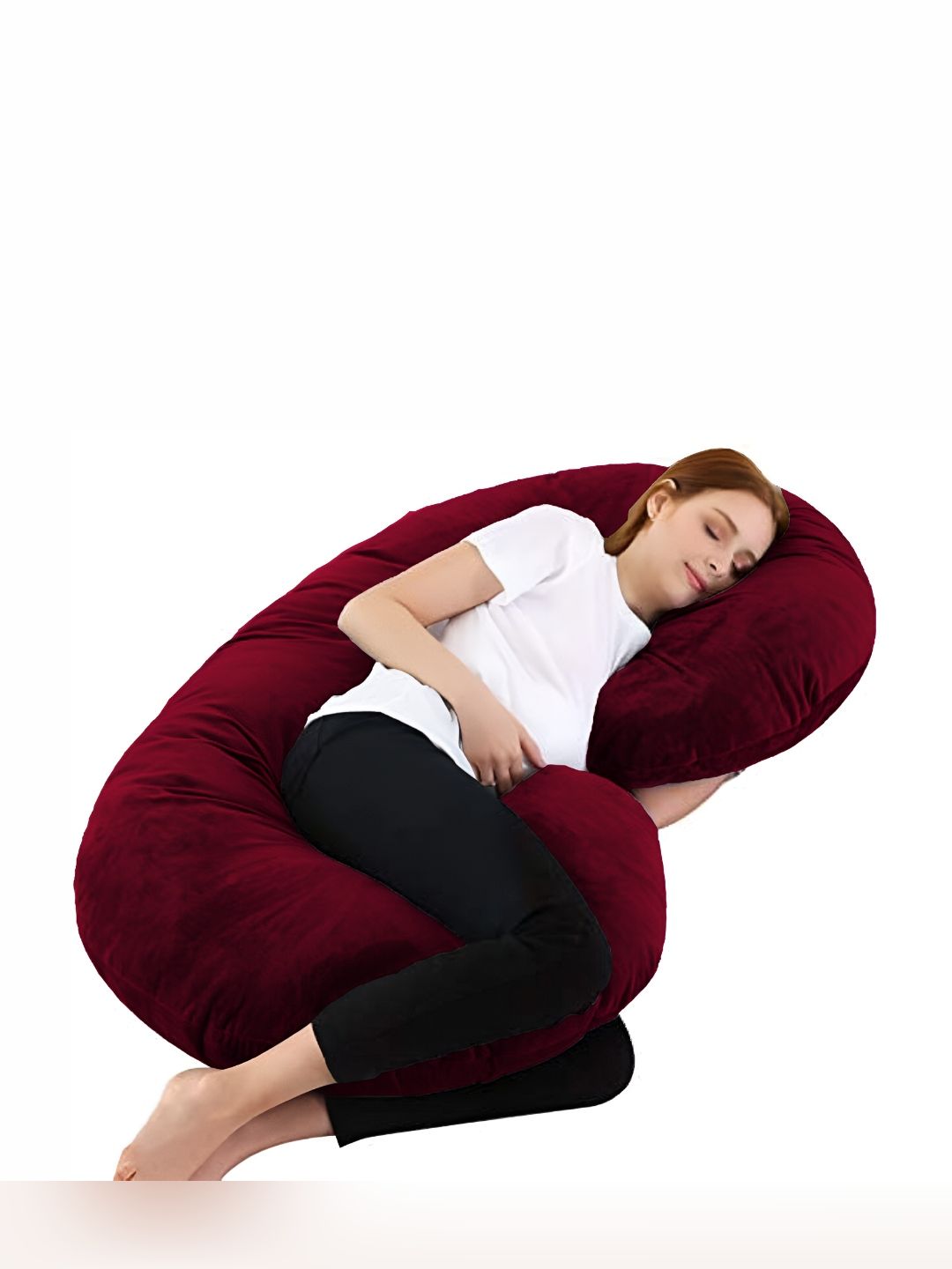 Mom's Moon Maroon Fibre Filled Faux Velvet Lightweight Maternity Pillow-picture-40