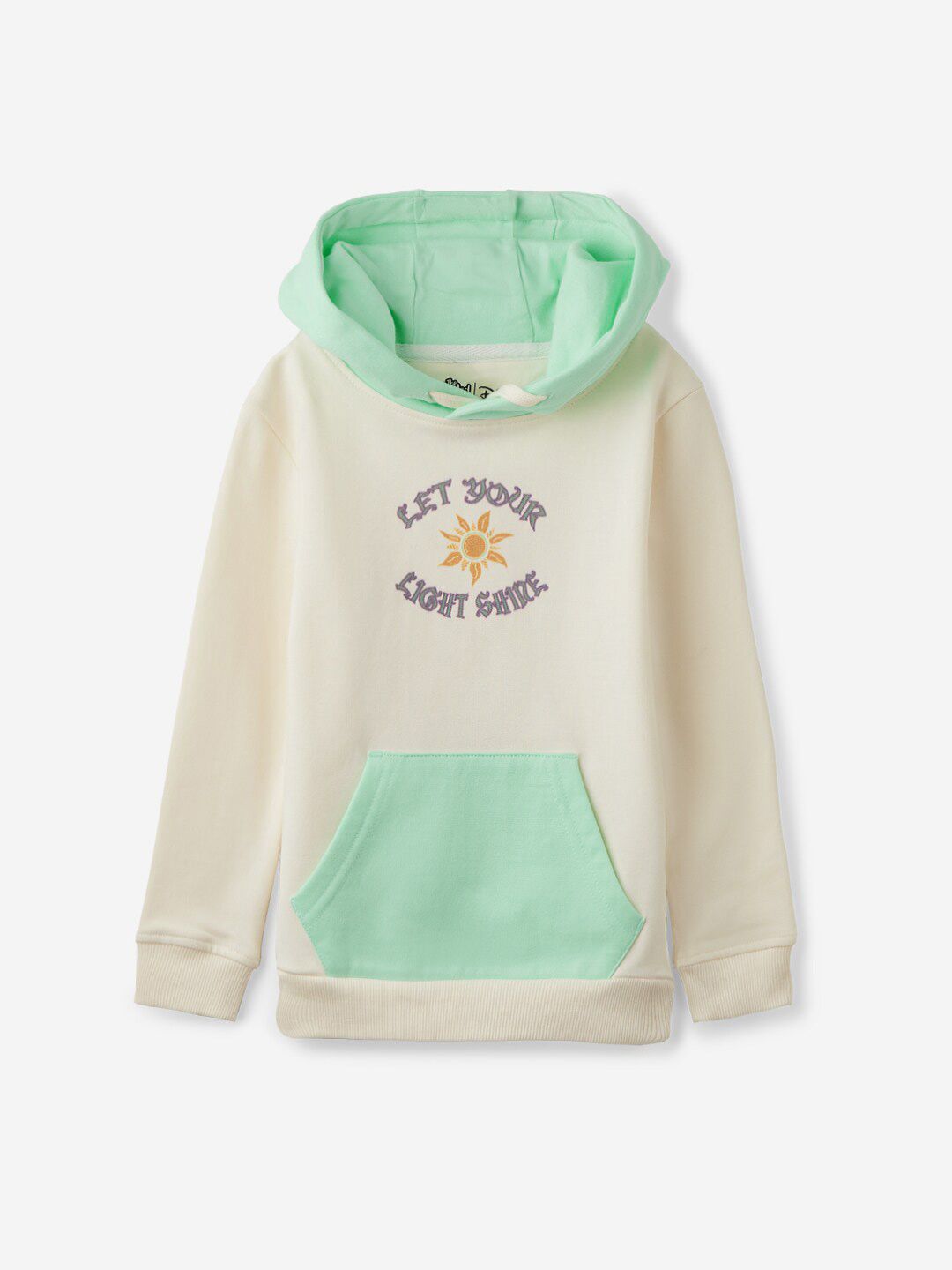 The Souled Store Girls White & Green Typography Printed Hooded Pure Cotton Sweatshirt-picture-41