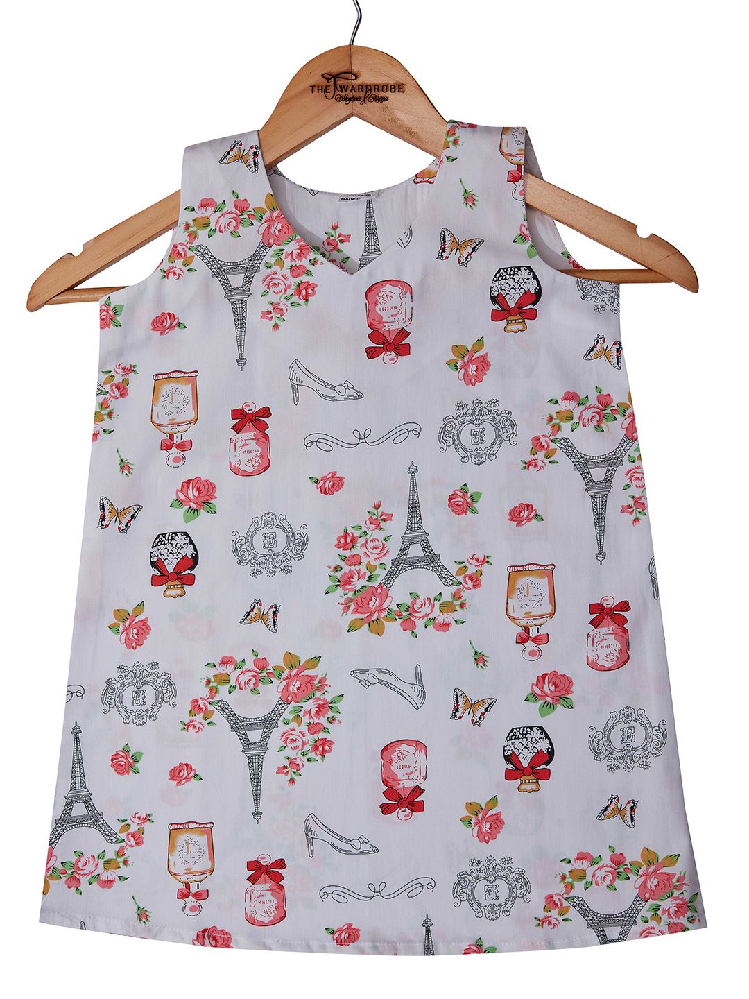 BAESD Girls Conversational Printed V-Neck Sleeveless Pure Cotton Nightdress-picture-13