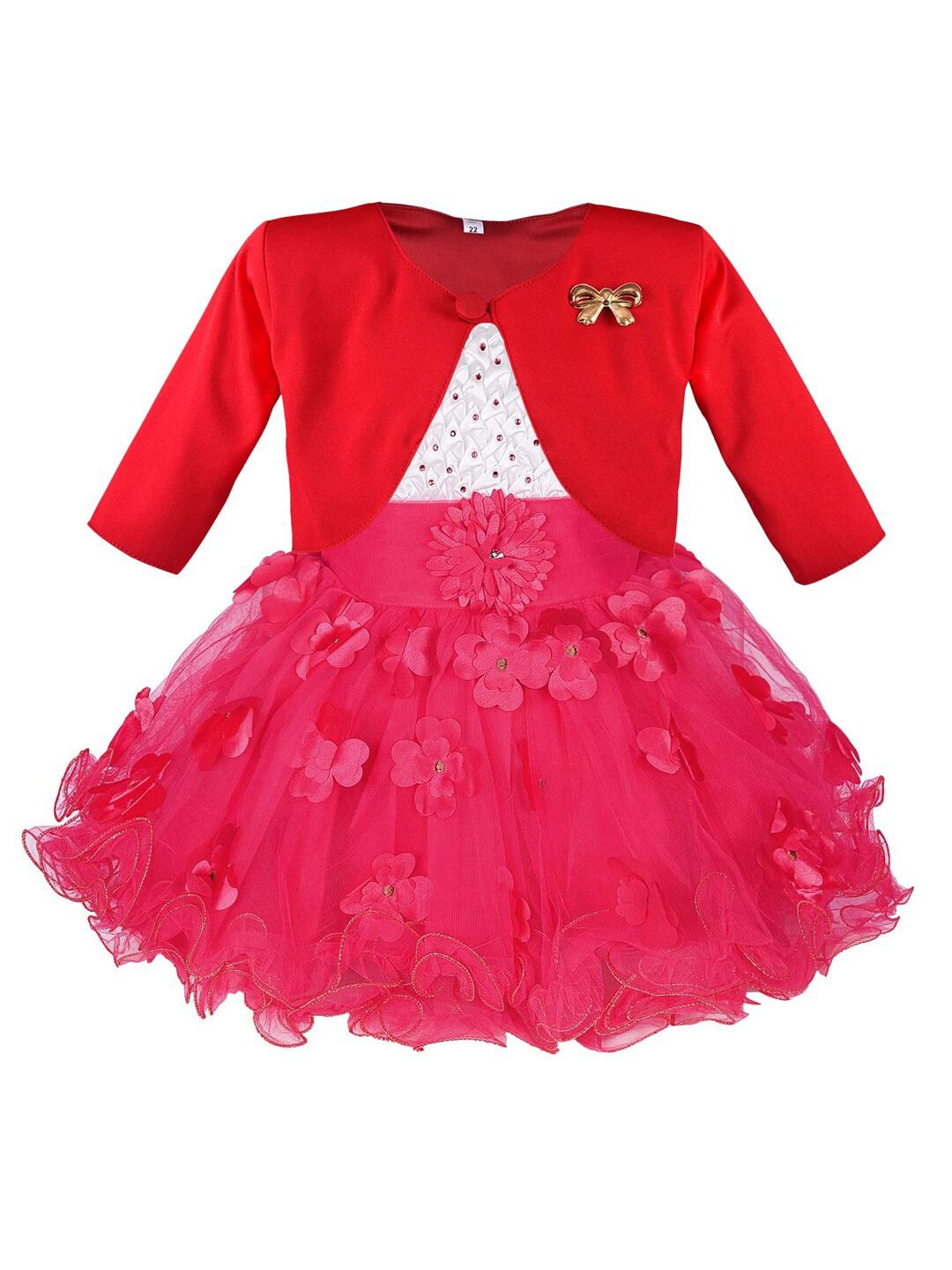 Wish Karo Girls Embellished Net Fit & Flare Dress With Jacket-picture-50