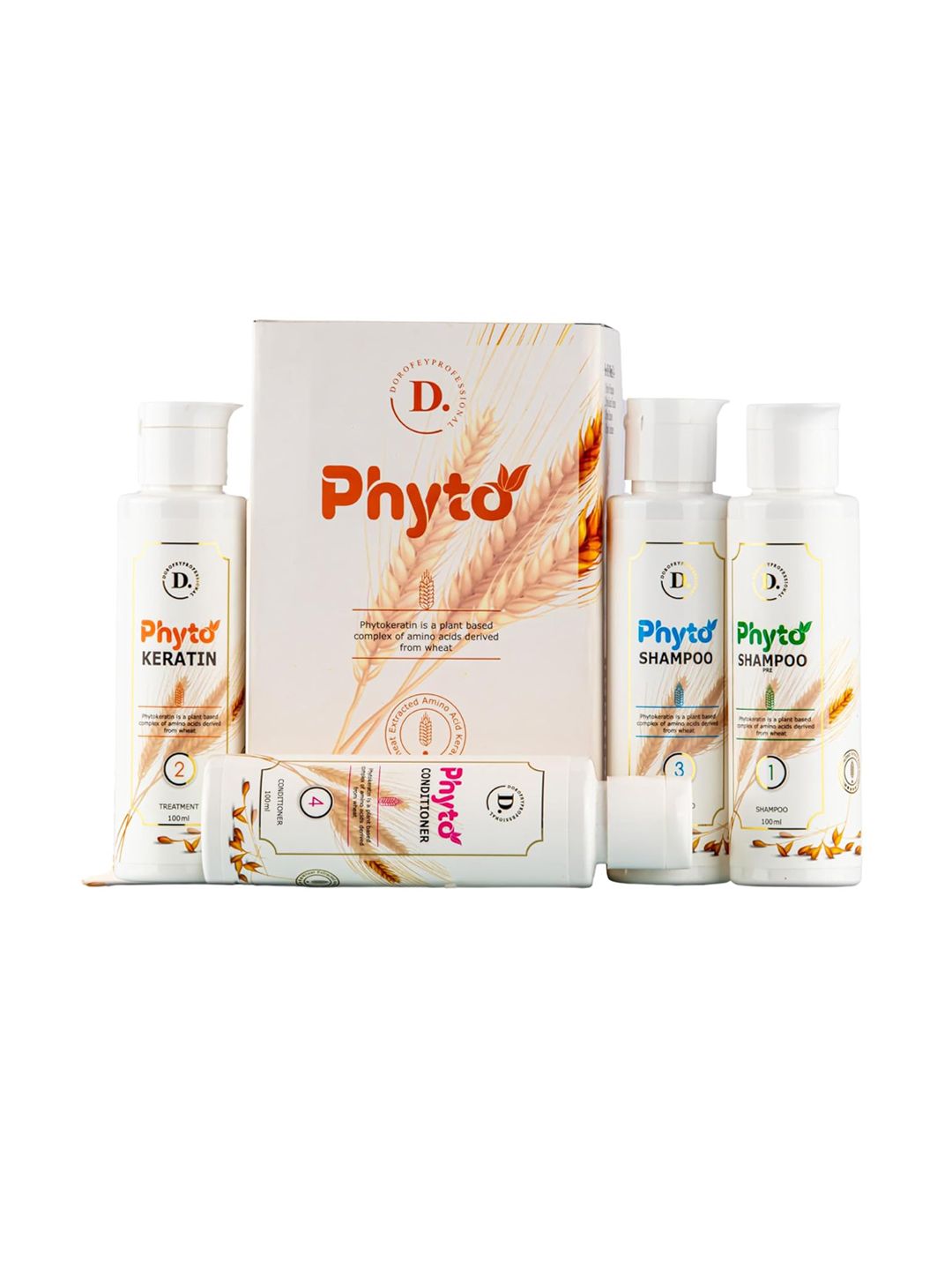 DOROFEY PROFESSIONAL Phyto 4-Pcs Pre Shampoo-Keratin-Shampoo & Conditioner 100ml Each-image-45
