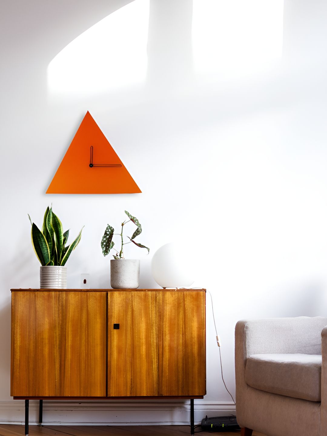 Crimson Knot Orange & Black Triangle  Contemporary Wall Clock-picture-39