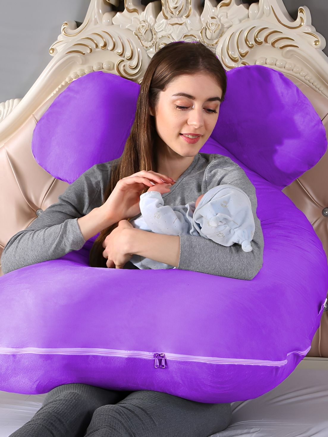 DADDY COOL Purple Fibre Filled Cotton Ultra Soft Maternity Pillow-picture-22