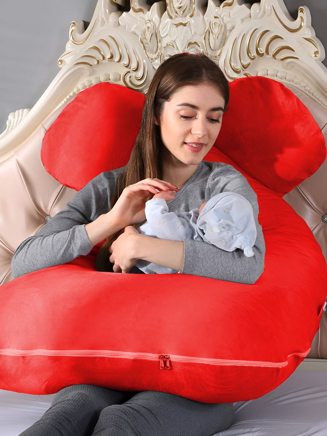 DADDY COOL Red Fibre Filled Cotton Ultra Soft Maternity Pillow-image-30