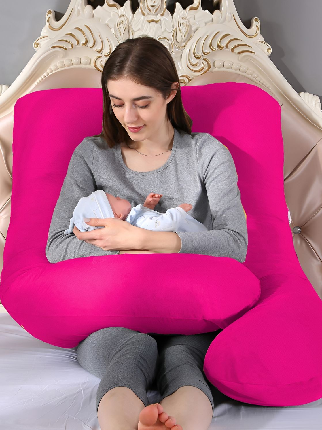 DADDY COOL Rose Fibre Filled Cotton Ultra Soft U Shaped Maternity Pillow-picture-14