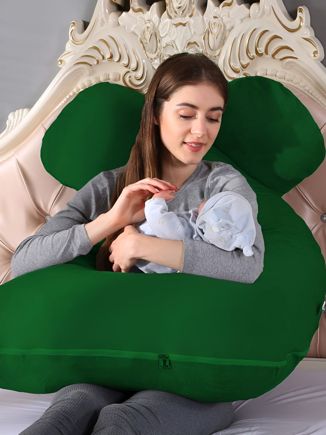 DADDY COOL Green Fibre Filled Cotton Ultra Soft U Shaped Maternity Pillow-picture-13