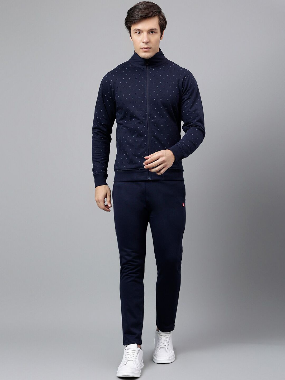 FCK GOLD Relax Geometric Printed Mock Collar Sports Tracksuit-picture-28