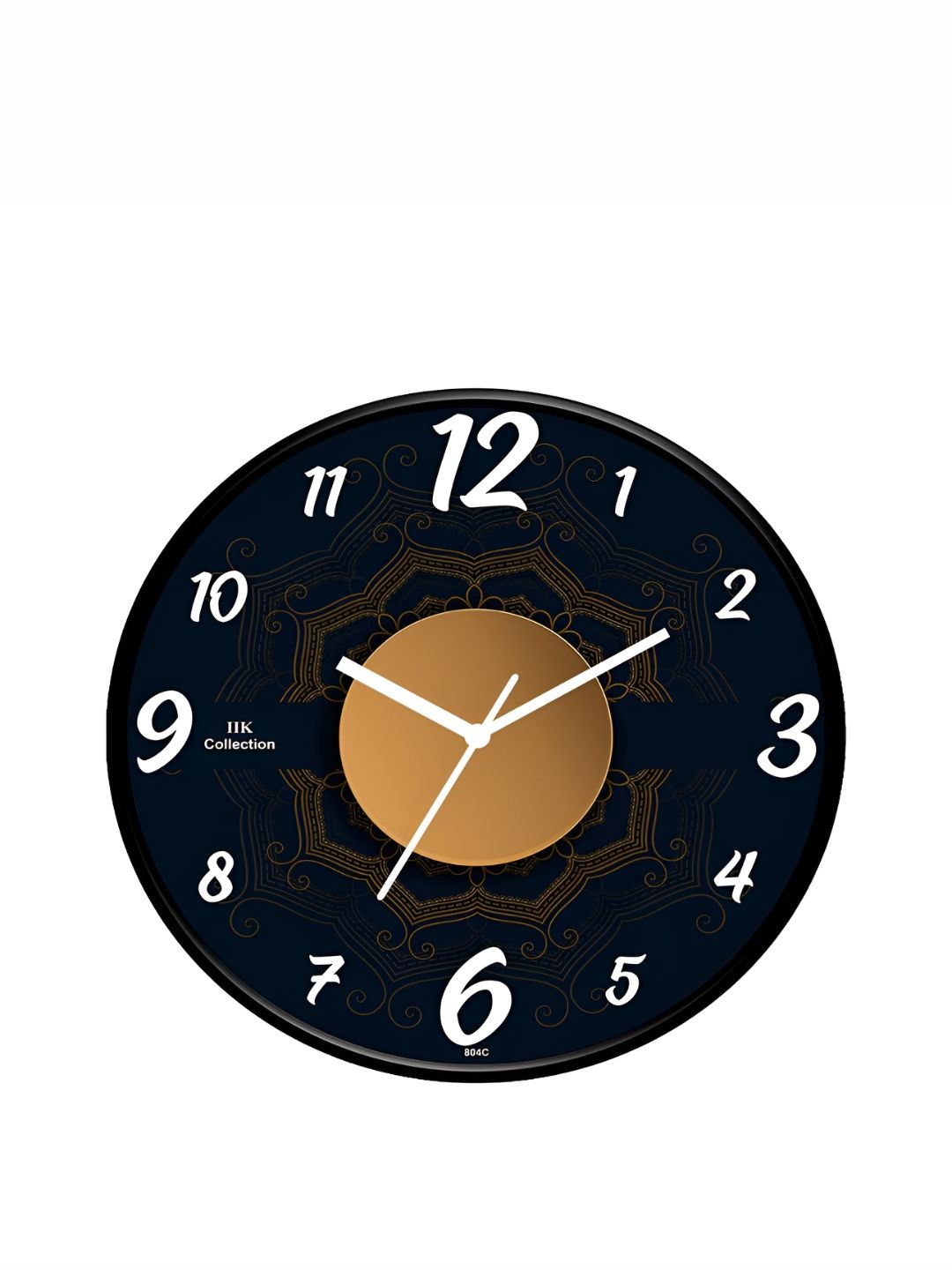 IIK COLLECTION Black & Bronze Printed Round Contemporary Wall Clock-image-21