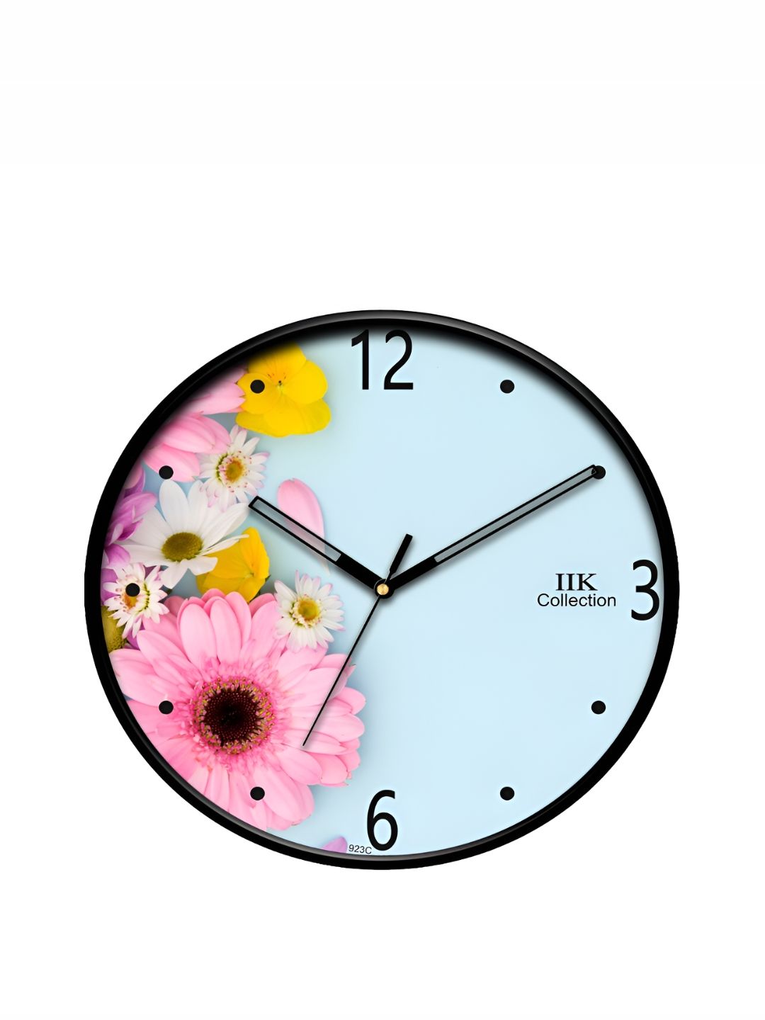 IIK COLLECTION Black and blue Printed Round Contemporary Analogue Wall Clock-image-37