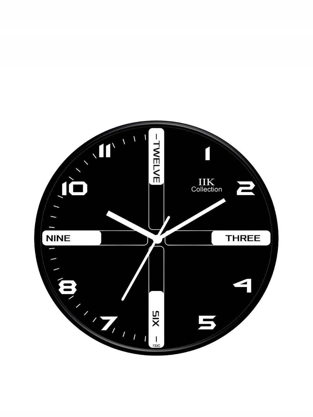 IIK COLLECTION Black & White Printed Round Shaped Contemporary Wall Clock-picture-16