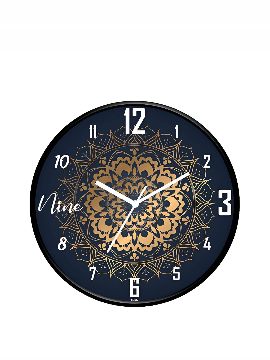IIK COLLECTION Black & Gold Toned Circular Printed Contemporary Wall Clock-picture-28