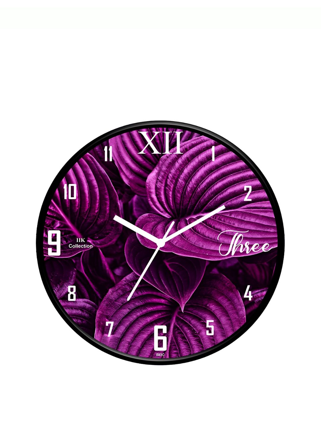 IIK COLLECTION Black & Purple Printed Round Contemporary Analogue Wall Clock-image-17