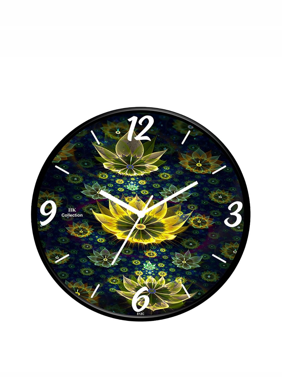 IIK COLLECTION Black & Yellow Printed Analogue Round Contemporary Wall Clock-image-20