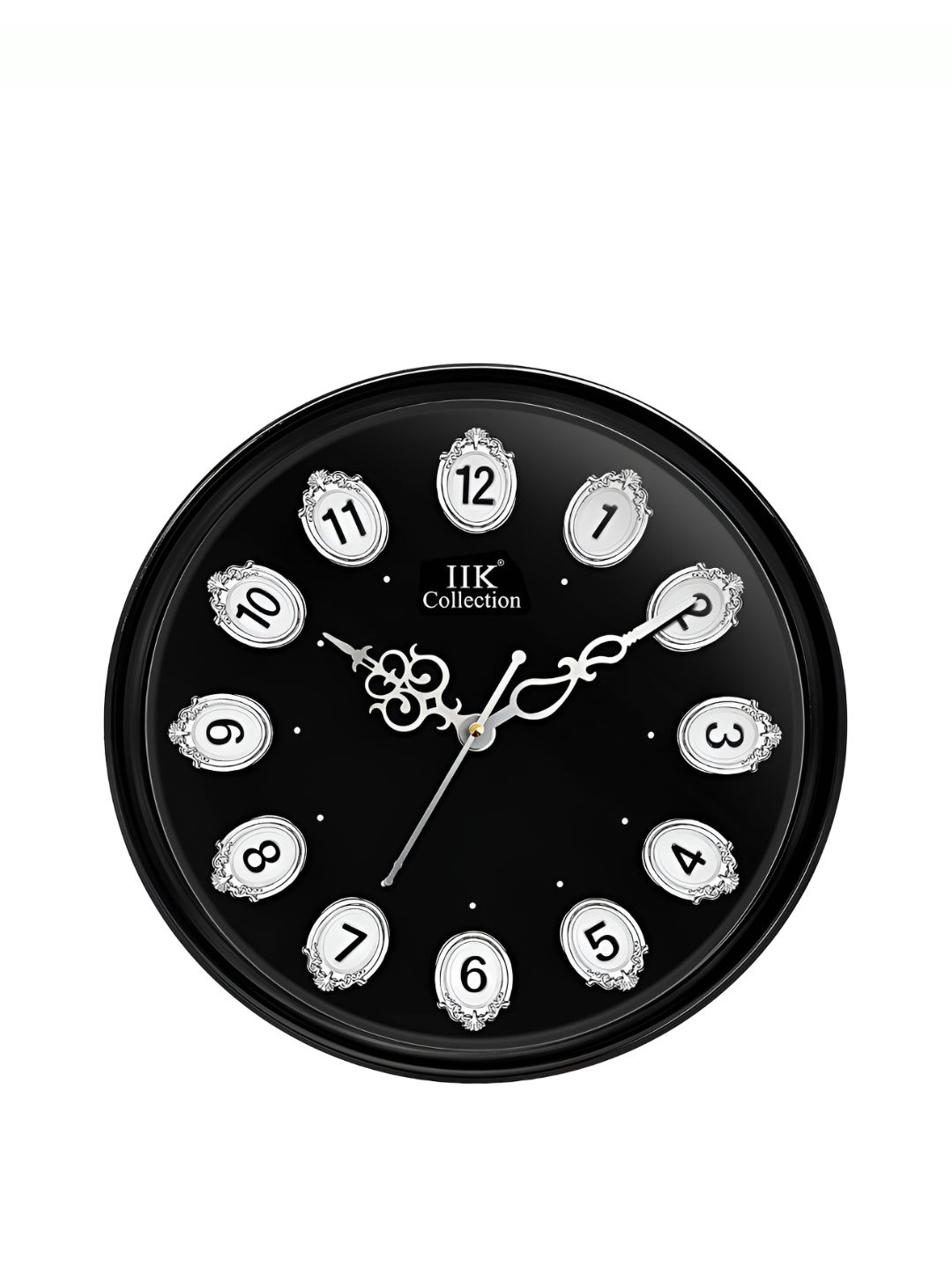 IIK COLLECTION Black Printed Round Contemporary Wall Clock