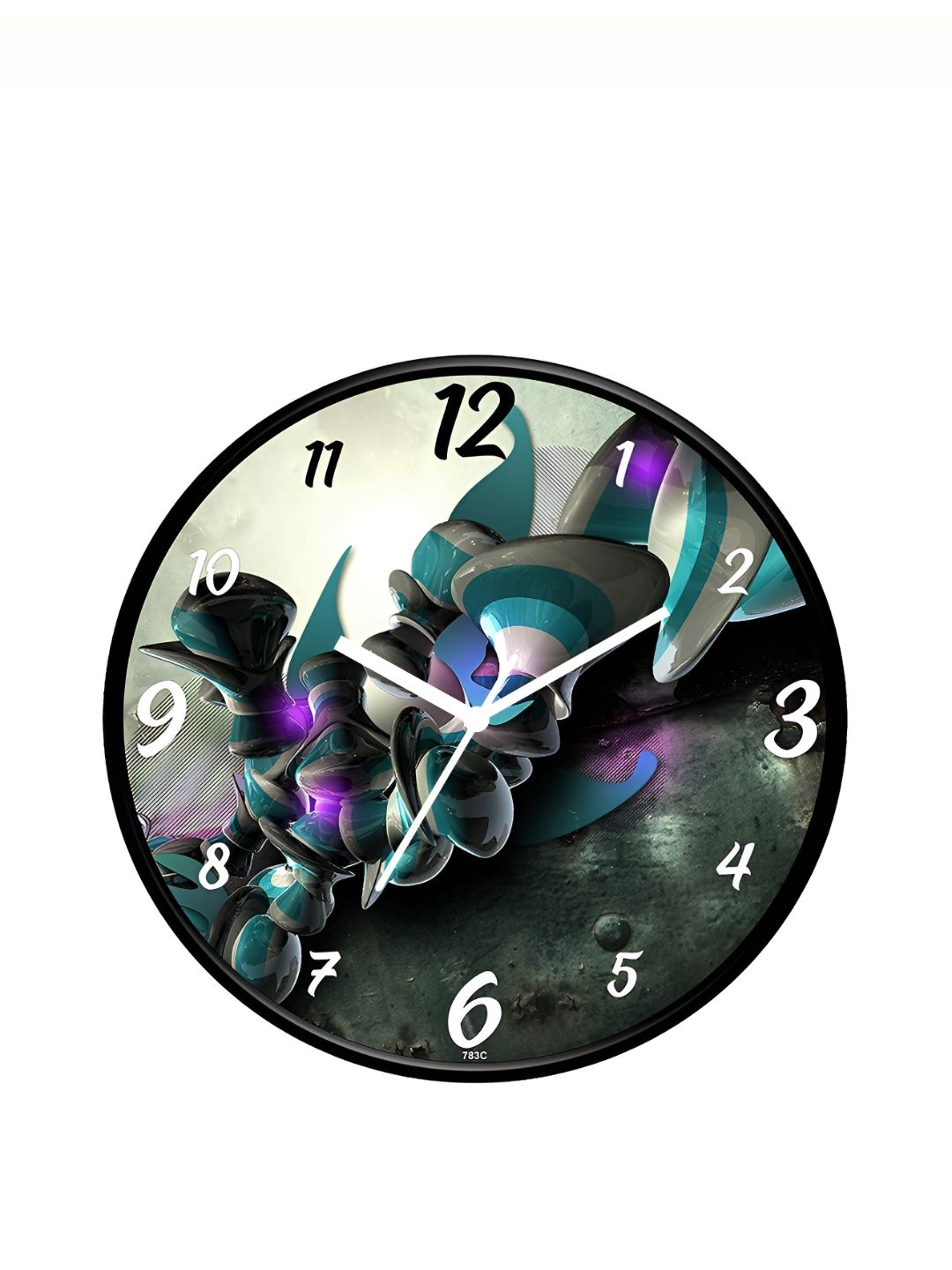 IIK COLLECTION Black & Blue Printed Round Contemporary Wall Clock-picture-20