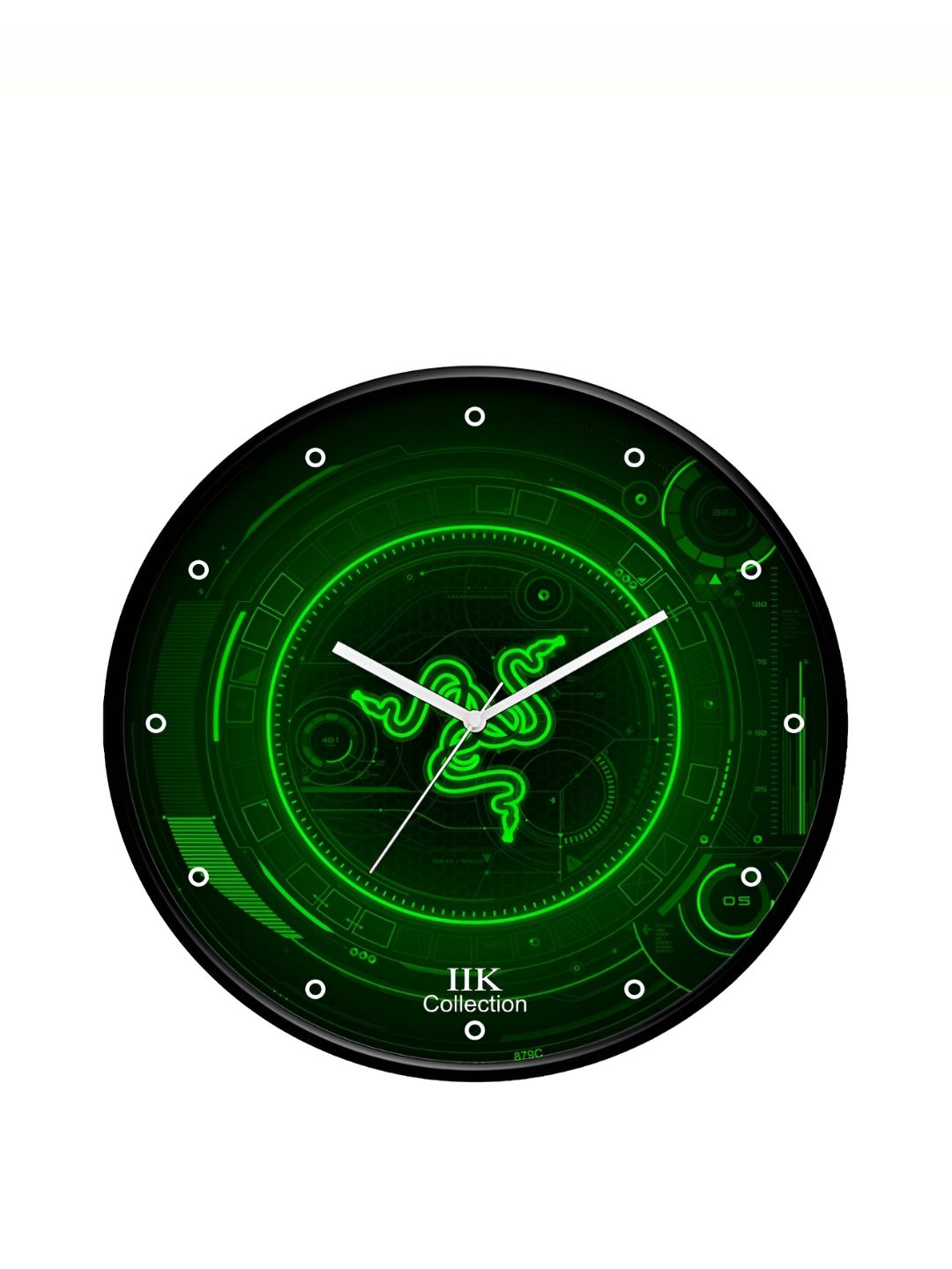 IIK COLLECTION Black & Green Printed Round Contemporary Wall Clock-image-47