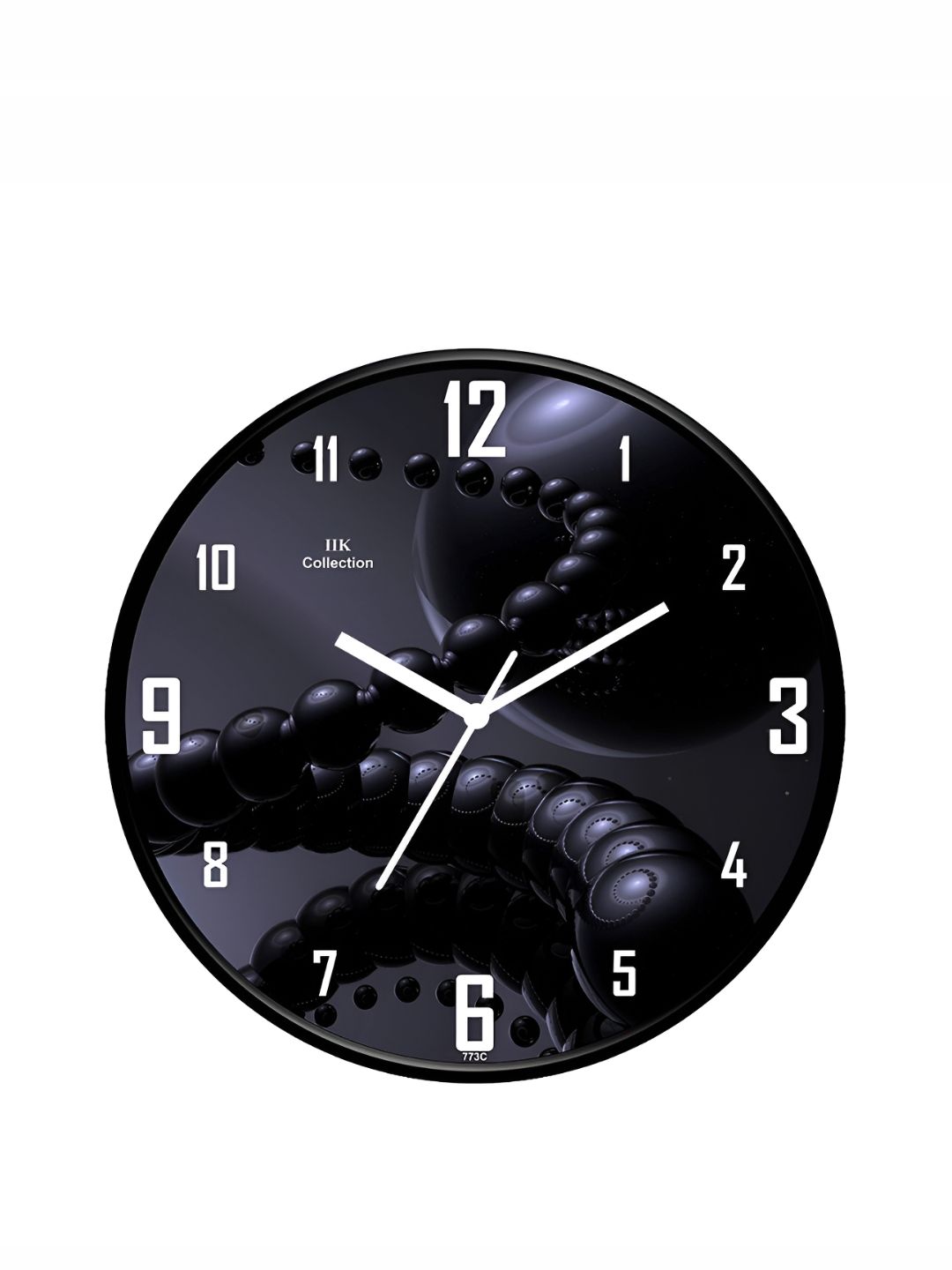 IIK COLLECTION Black Printed Round Contemporary Wall Clock-image-37