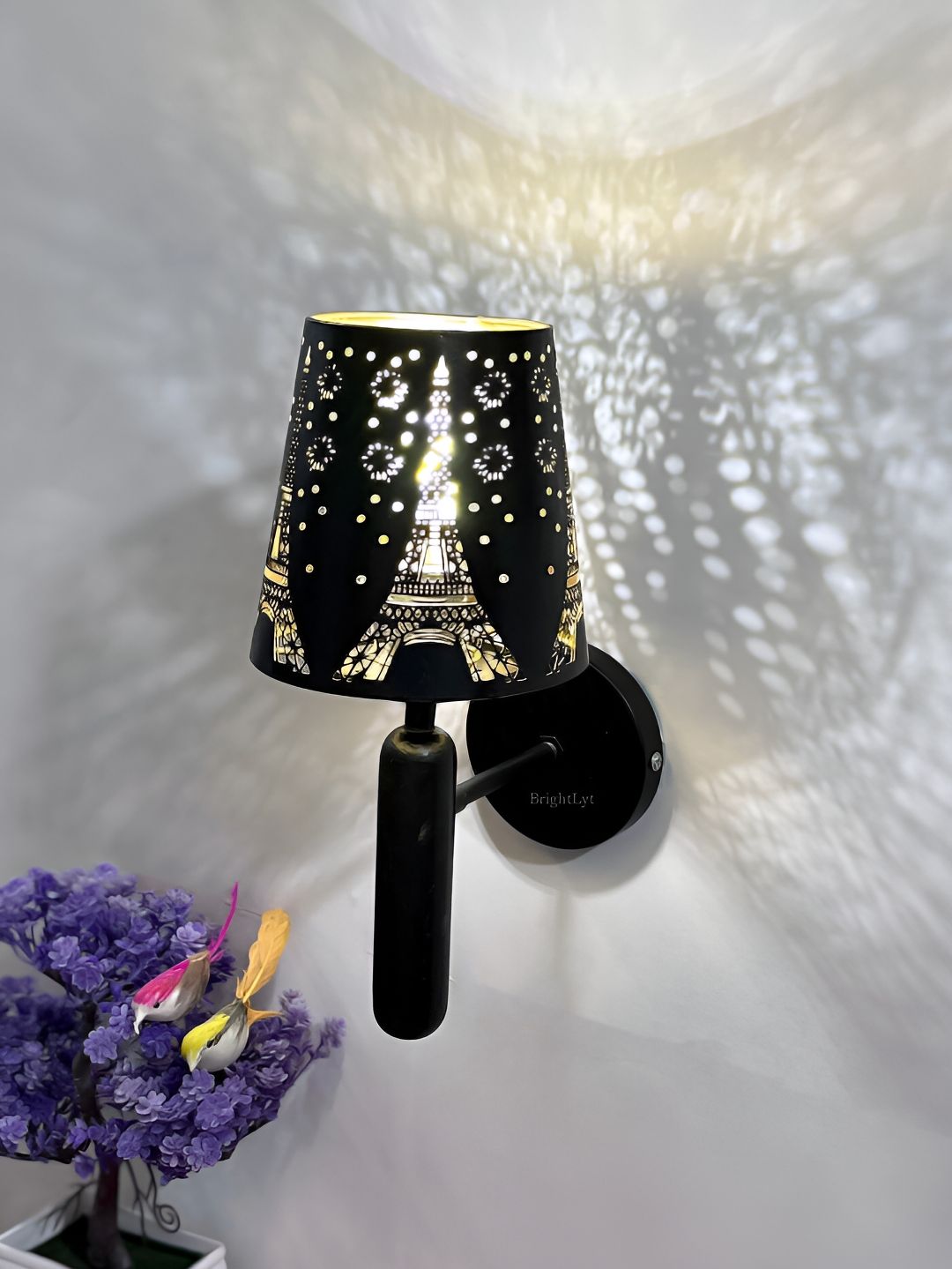 BrightLyt Black Textured Frustum Shaped Metal Wall Lamp-picture-13