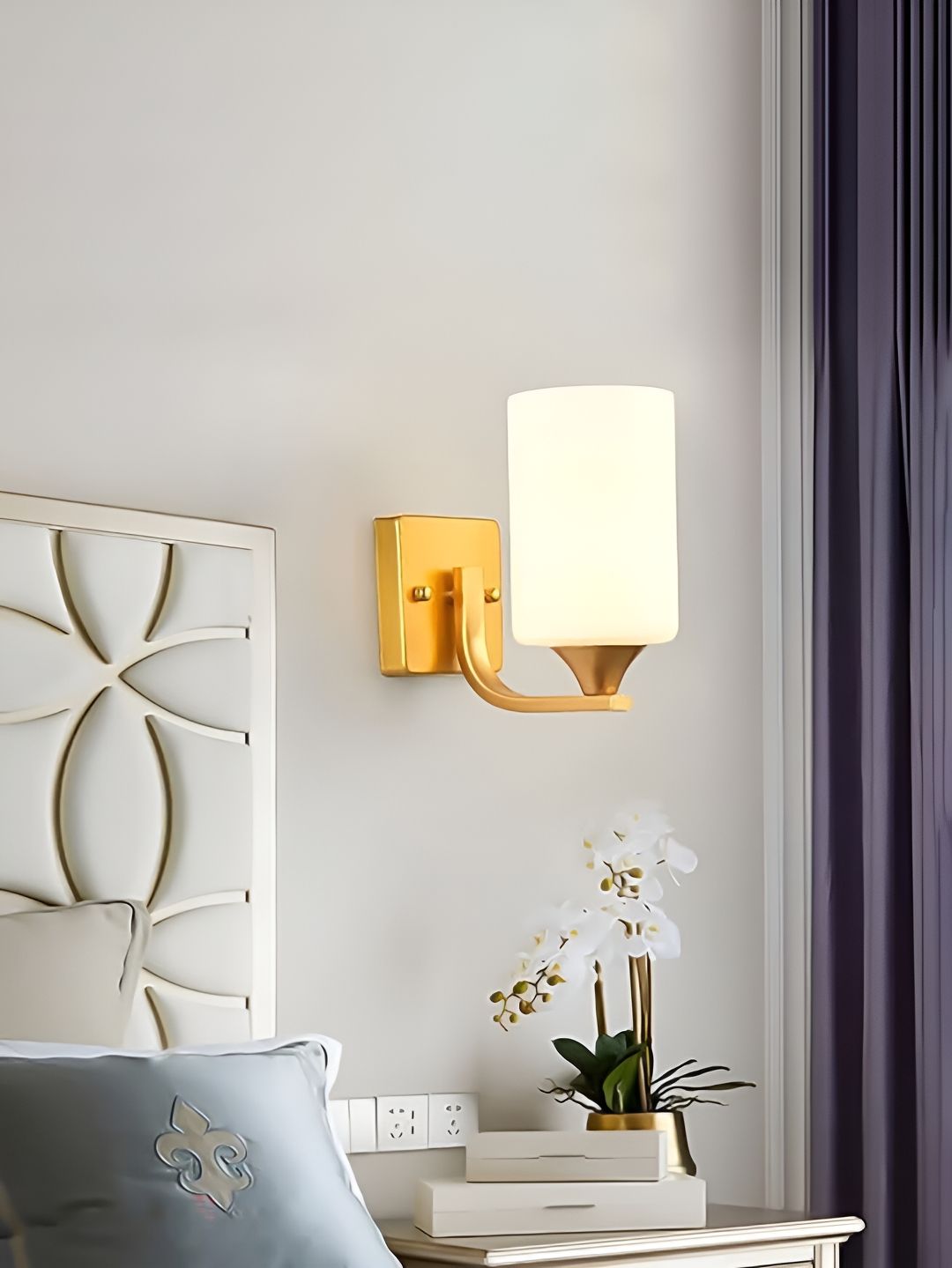 BrightLyt Gold-Toned & White Cylindrical Shaped Metal Wall Lamp-image-9