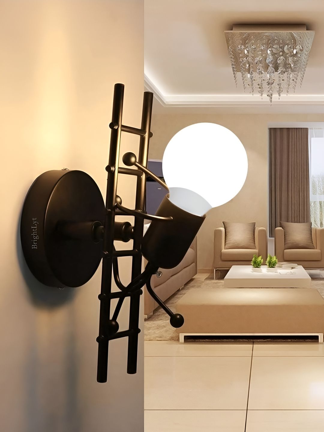 BrightLyt Black & White Spherical Shaped Metal Wall Lamp-picture-37