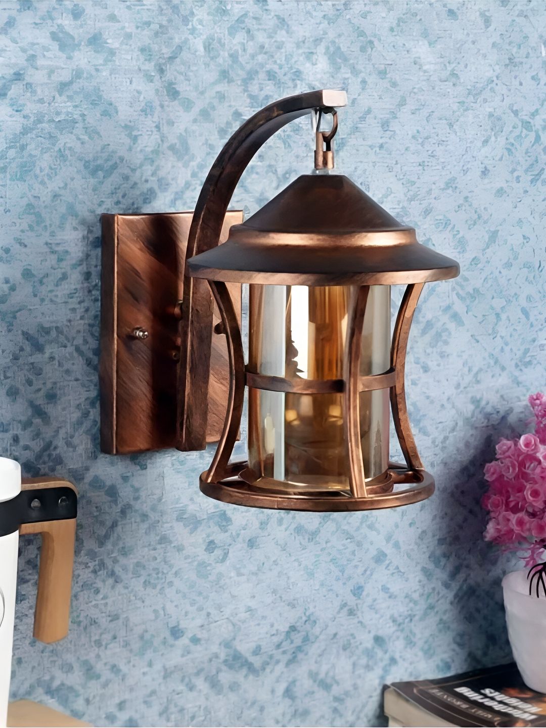 BrightLyt Brown Textured Cylindrical Shaped Metal Wall Lamp-picture-10