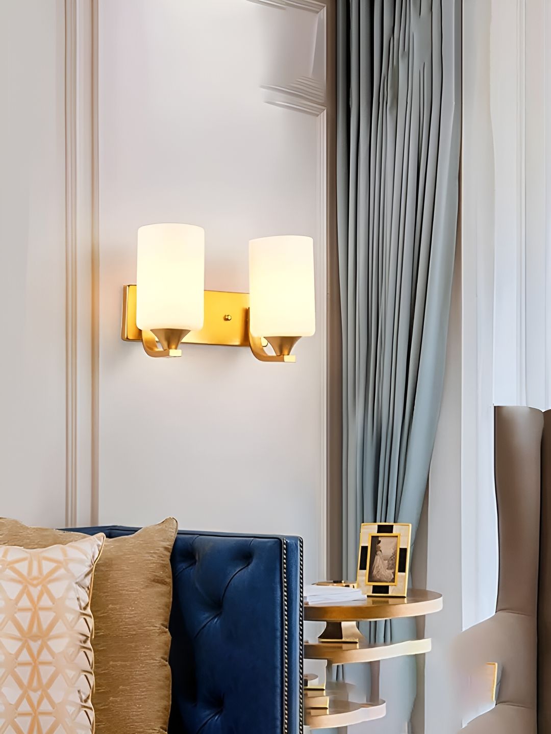 Lyse Decor Gold Toned Metal Cylindercal Wall Lamp-picture-20