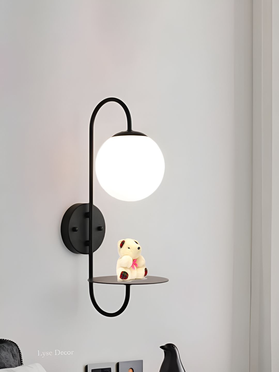 Lyse Decor Black Metal Spherical Wall Lamp-picture-14